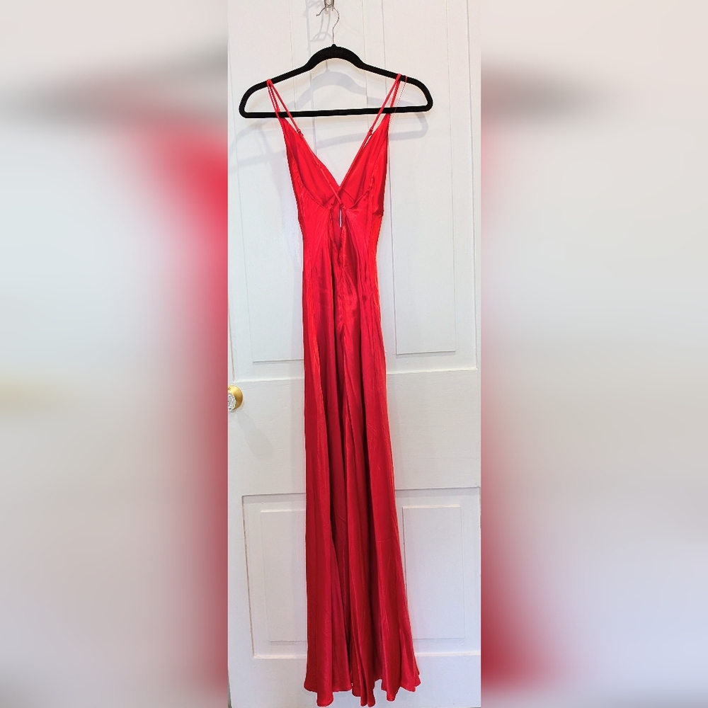 NWT Bardot Zuri Slip Hot Coral Red Maxi Gown Dress | Medium - Picture 5 of 7